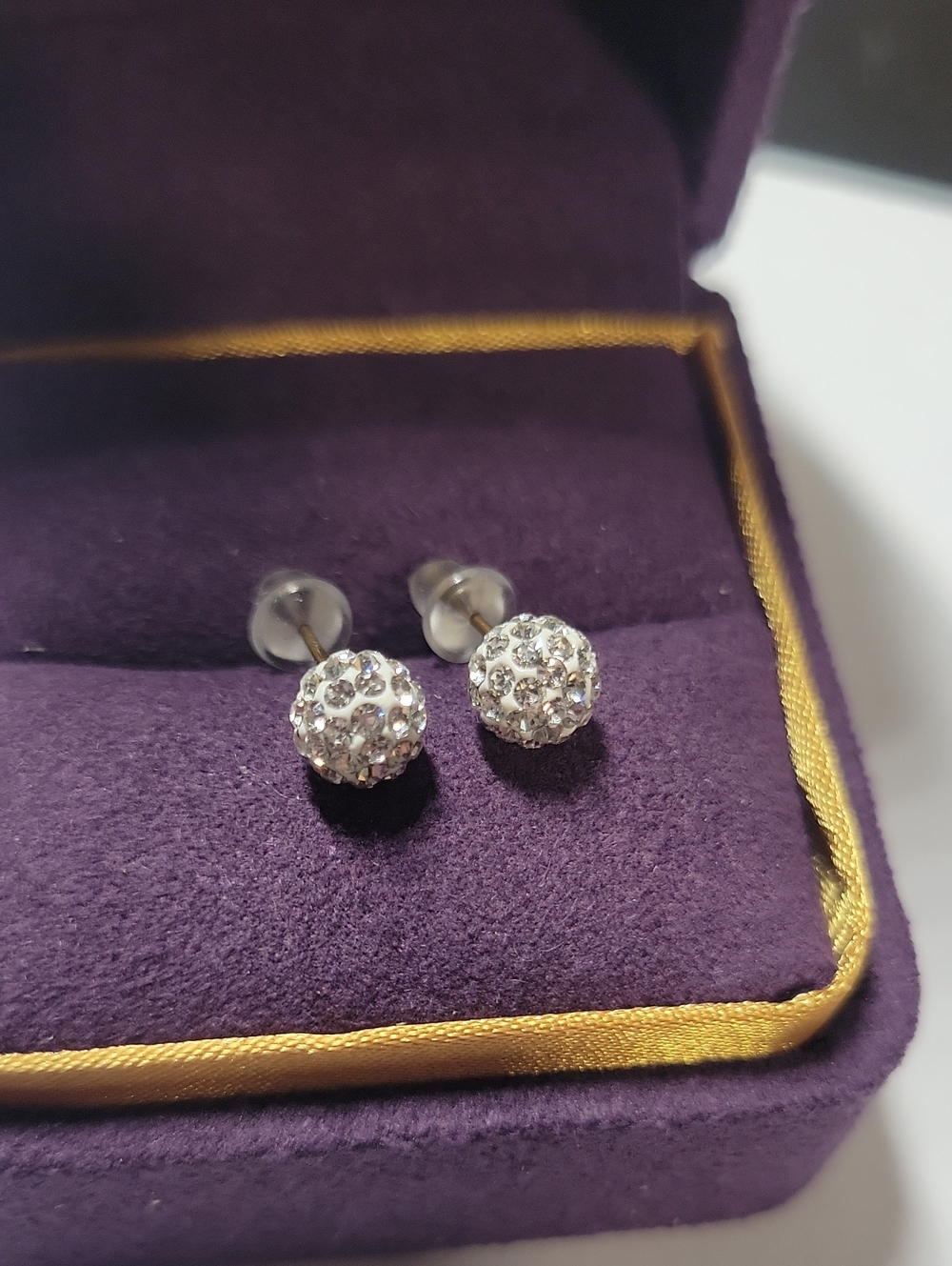 Crystal Pavé Ball Stud Earrings - 10k Stems